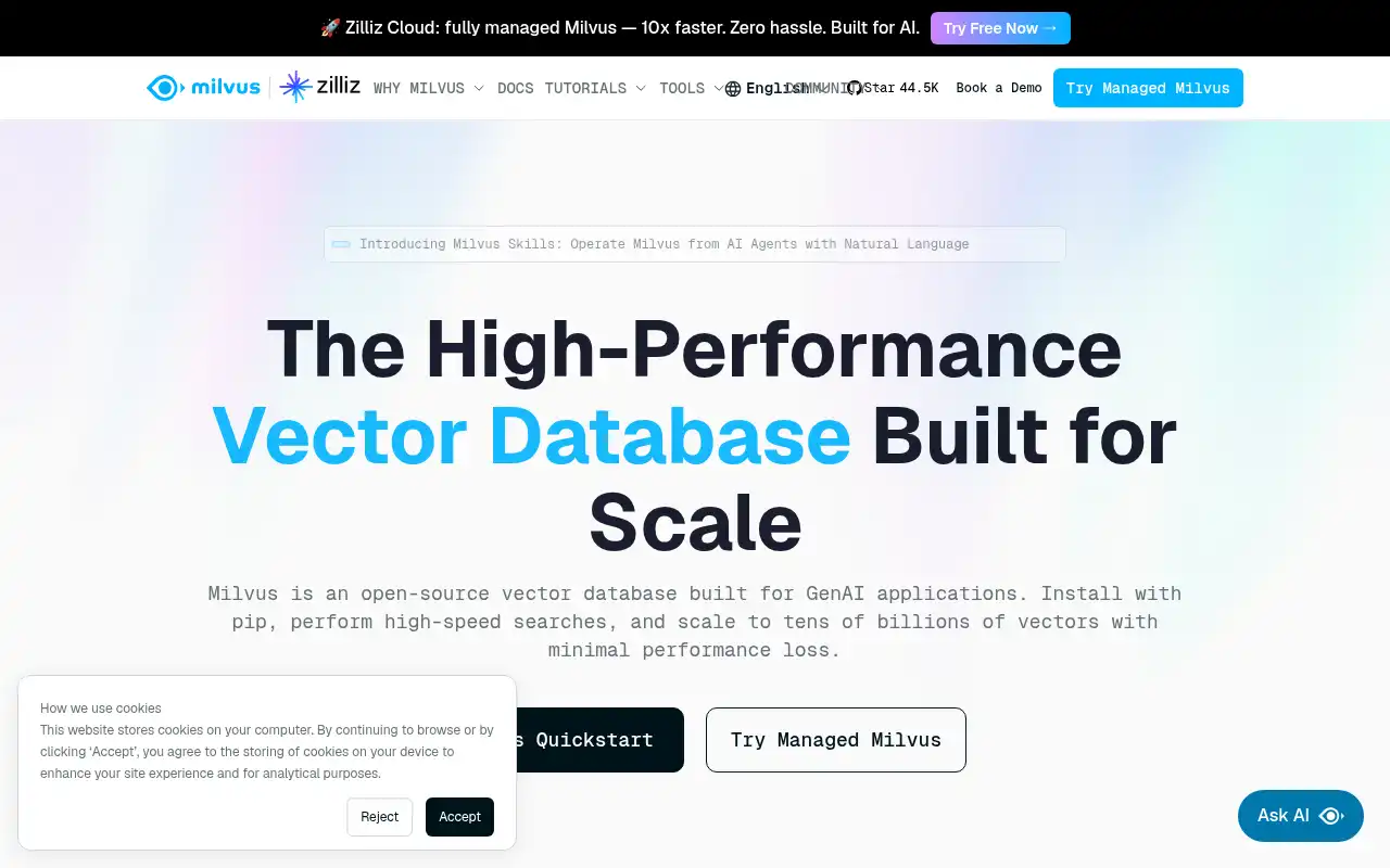 Milvus Landing Page