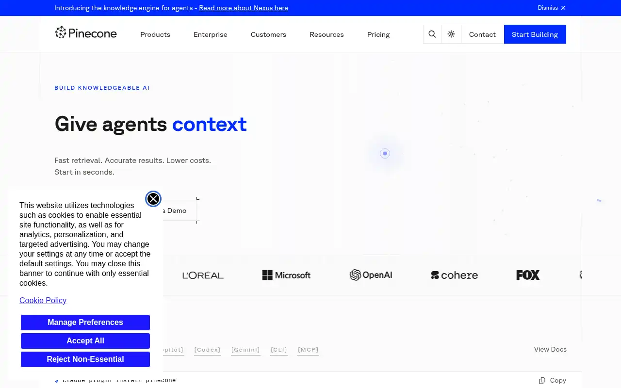 Pinecone Landing Page